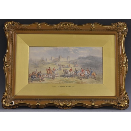 590A - F Tayler PRWS (19th Century) The Hunt, A Meet in the Grounds of Mentmore signed with monogram, dated... 