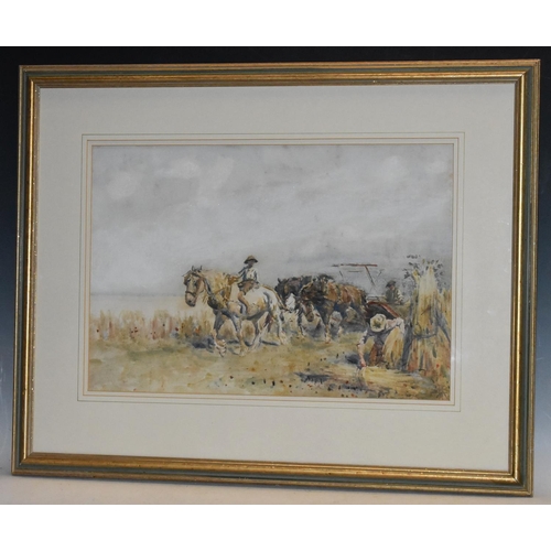 598A - Nathaniel H. J. Baird, British (1865-1936) Harvest Time  signed with monogram, watercolour, 36cm x 5... 