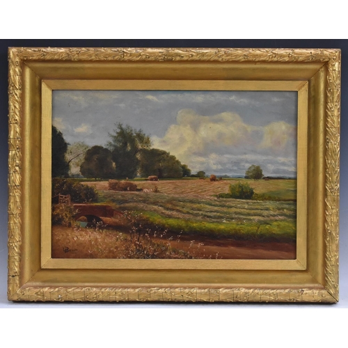 608 - W. Beckett (19th century) Haymaking  signed, oil on canvas, 35cm x 50cm