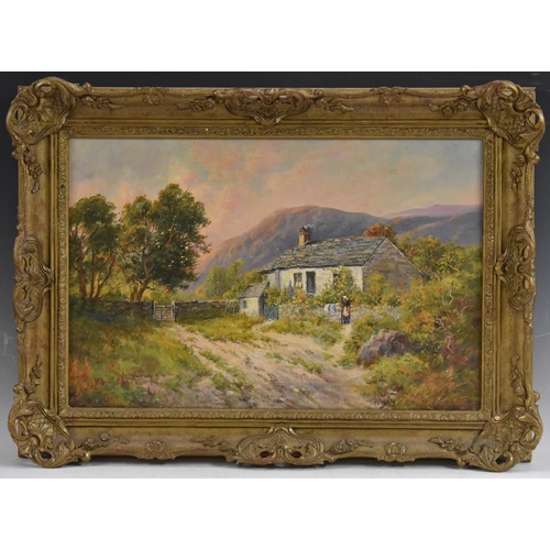 609 - Sydney Watts (20th century) Snowdonia Cottage signed, oil on canvas, 39cm x 59cm