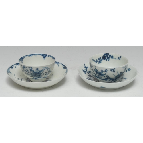 79 - A Worcester Prunus Roots pattern tea bowl and saucer, crescent mark, c.1770; another, Mansfield patt... 