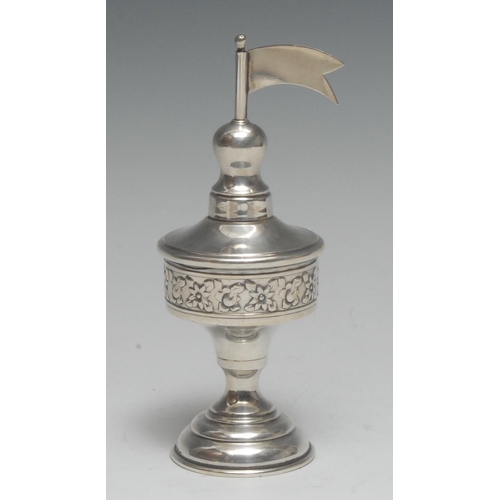 896 - Judaica - a silver spice tower, 15.5cm high