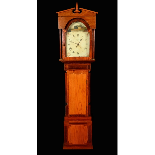 1968 - An oak and mahogany George III inlaid long case clock, painted round dial, Roman chapter, signed [  ... 