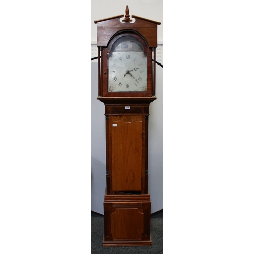 1968 - An oak and mahogany George III inlaid long case clock, painted round dial, Roman chapter, signed [  ... 