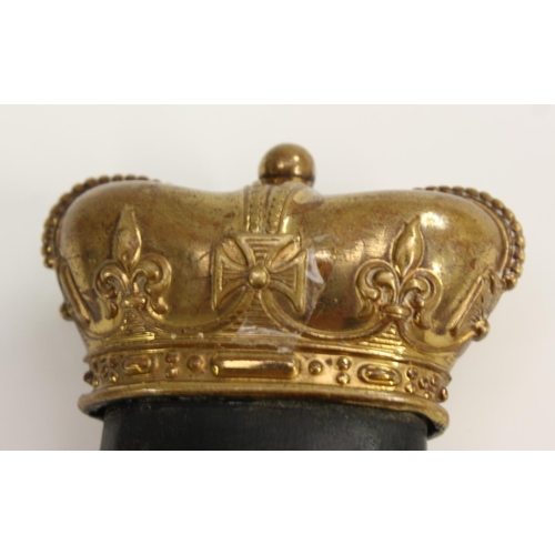 3026 - A 19th century ebonised page turner, gilt metal crown finial, 36.5cm long