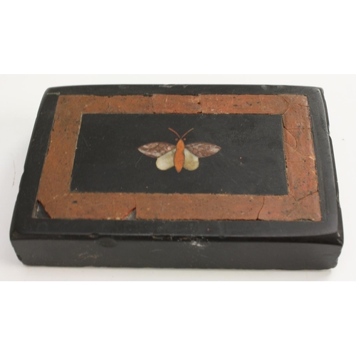 3047 - A 19th century Grand Tour pietra dura rectangular desk weight, the lozenge shaped field inlaid with ... 