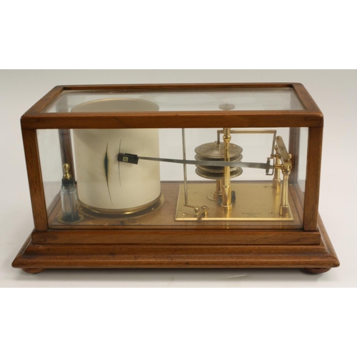 3183 - A late 19th century walnut four bellow barograph, by Woodward and Son, Derby, glased case enclosing ... 