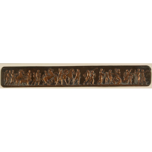 3242 - A set of four 19th century 'Grand Tour' copper bas relief panels, in the manner of Elkington electro... 