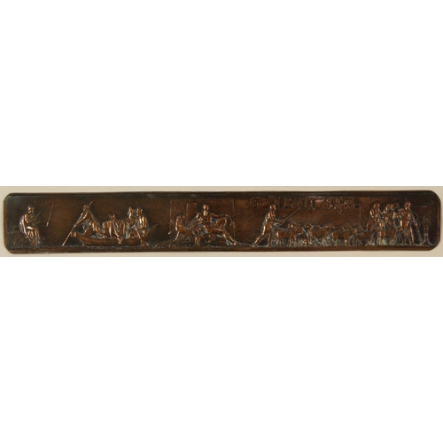 3242 - A set of four 19th century 'Grand Tour' copper bas relief panels, in the manner of Elkington electro... 