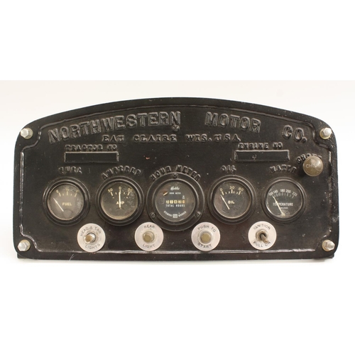 3348 - Automobilia - an American dashboard instrument panel,  gages for fuel, speed, revolutions per minute... 