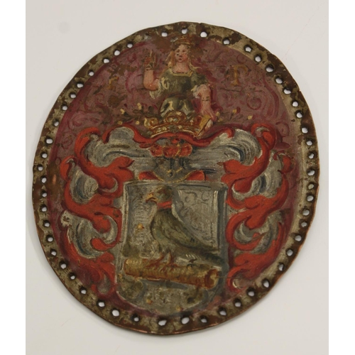 3355 - Continental School (17th/18th century) Portrait of a Gentleman armorial to verso, oil on copper, 11c... 