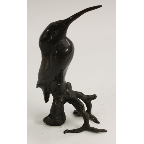 3357 - Continental School (20th century), a dark-patinated ornithological bronze, of a sunbird, mounted on ... 