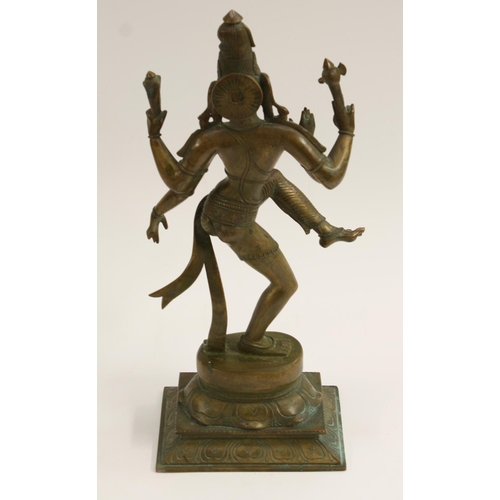 3380 - Indian School (19th century), a bronze, Shiva, lotus socle and rectangular base, 33cm high