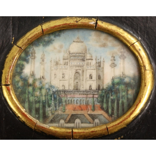 3382 - Indian School (19th century), a set of three topographical miniatures, The Taj Mahal and further Agr... 