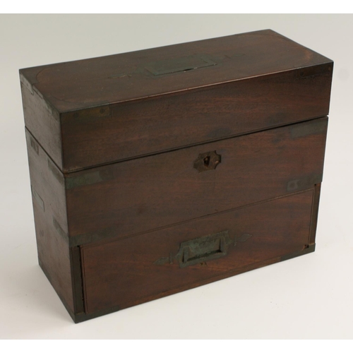 3588 - Medical Interest - a George III brass bound mahogany apothecary box, hinged cover enclosing an arran... 