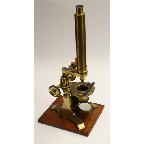 3624 - A large Victorian lacquered brass Y-stand microscope, by Baker, 244 High Holborn London, rack-and-pi... 