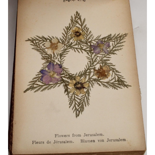 3190 - A Middle Eastern olivewood pilgrim's souvenir album, Flowers from the Holy Land, Atallah Georges Fre... 