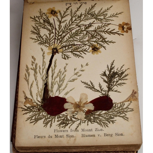 3190 - A Middle Eastern olivewood pilgrim's souvenir album, Flowers from the Holy Land, Atallah Georges Fre... 