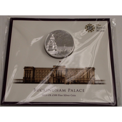 3449 - A collection of UK silver bullion 2 ounce coins: 1998 Britannia frosted proof in packet; 2015 £100 B... 