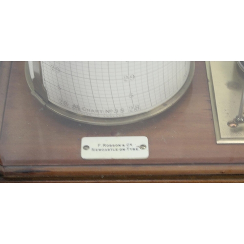 3580 - A Victorian walnut eight-bellow barograph, by F Dobson, Newcastle-on-Tyne, bevelled glazed case encl... 