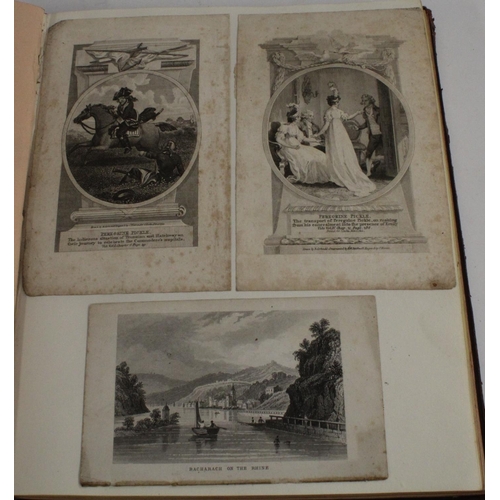 3056 - A 19th century lady's scrap and commonplace album, various sketches, watercolours, cuttings, engravi... 