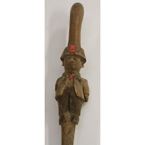 3556 - Tribal Art - a Zulu prestige staff, compressed globular 'knobkerrie' pommel,83cm long, South Africa;... 