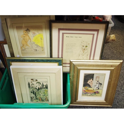 105 - After Louis Wain, book plates and reproductions framed