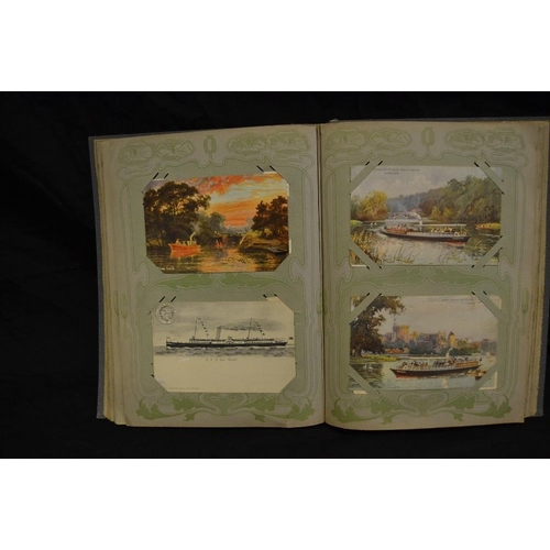 351 - Postcards - Maritime - an Art Nouveau album containing R.M.S and passenger ships, naval etc includin... 