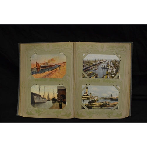 351 - Postcards - Maritime - an Art Nouveau album containing R.M.S and passenger ships, naval etc includin... 