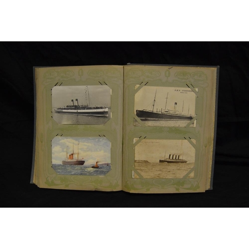 351 - Postcards - Maritime - an Art Nouveau album containing R.M.S and passenger ships, naval etc includin... 