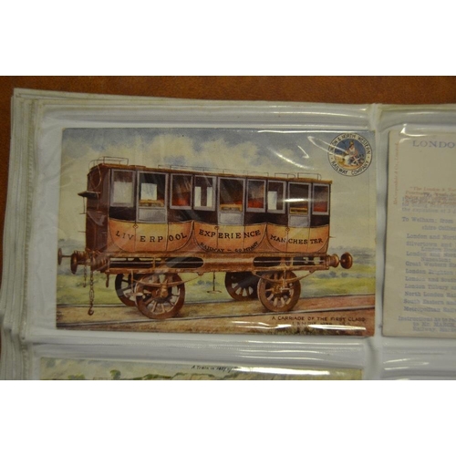 363 - Postcards - an album holding mainly early 20th century coloured railway related examples including L... 