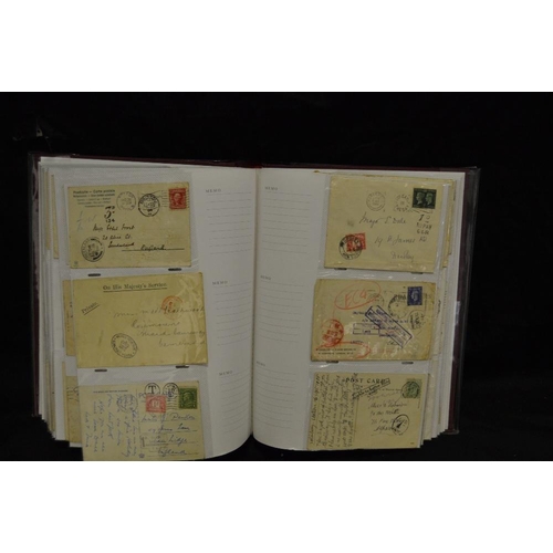 375 - Postal History - an interesting album of mainly Edwardian postcards and post marks on envelopes incl... 