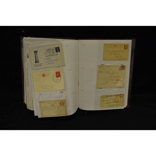 375 - Postal History - an interesting album of mainly Edwardian postcards and post marks on envelopes incl... 