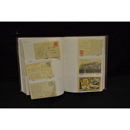 375 - Postal History - an interesting album of mainly Edwardian postcards and post marks on envelopes incl... 