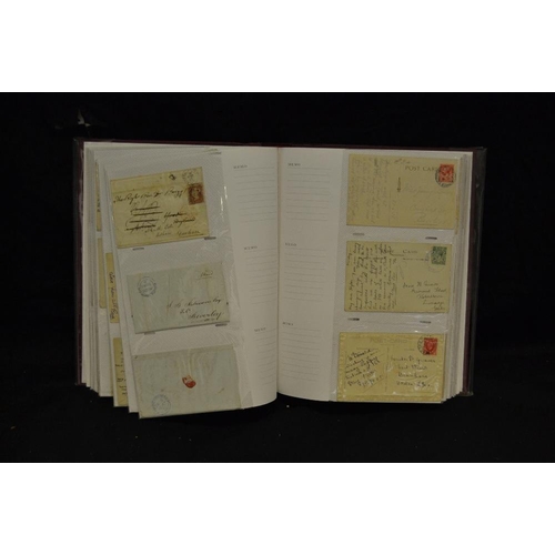 375 - Postal History - an interesting album of mainly Edwardian postcards and post marks on envelopes incl... 