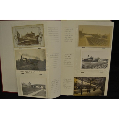 383 - Postcards & photograph album - railway interest early 20th century and later examples of stations ma... 