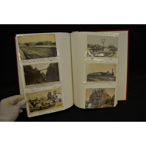 383 - Postcards & photograph album - railway interest early 20th century and later examples of stations ma... 