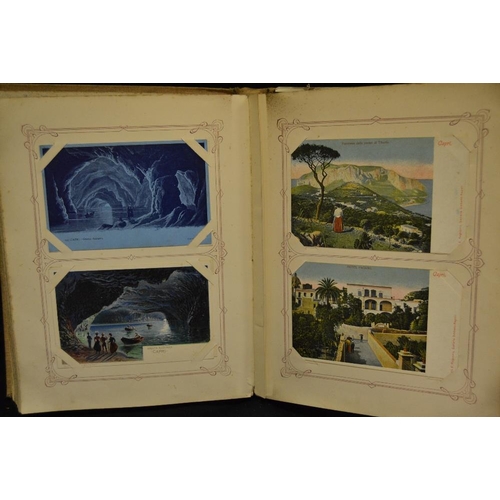 388 - Postcards - Travel - an early 20th century album of mainly Continental travel examples including eru... 