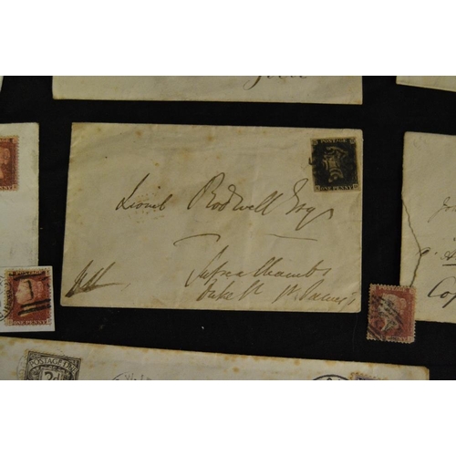 395 - Philately - interesting Victorian and later examples including a penny black,used with Maltese Cross... 