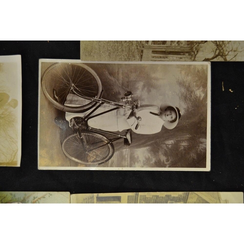 402 - Cycling Interest - eight bicycle related postcards including The Big Tree in Gresford; real photogra... 