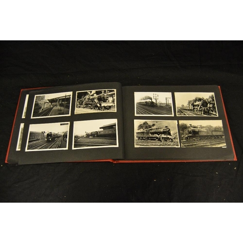 418 - Railway interest - an interesting photograph album of period images and postcards of steam locomotiv... 