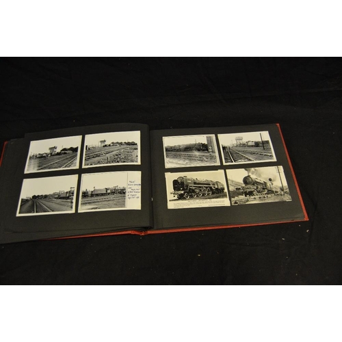 418 - Railway interest - an interesting photograph album of period images and postcards of steam locomotiv... 