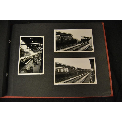 418 - Railway interest - an interesting photograph album of period images and postcards of steam locomotiv... 