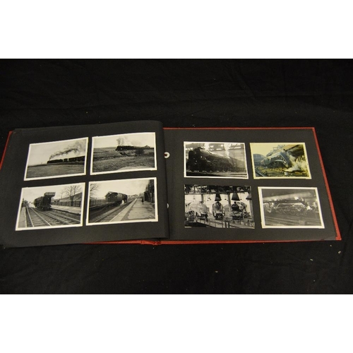 418 - Railway interest - an interesting photograph album of period images and postcards of steam locomotiv... 