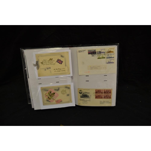 424 - Postcards & Stamps - a contemporary album with Edwardian and later reproduction postcards including ... 