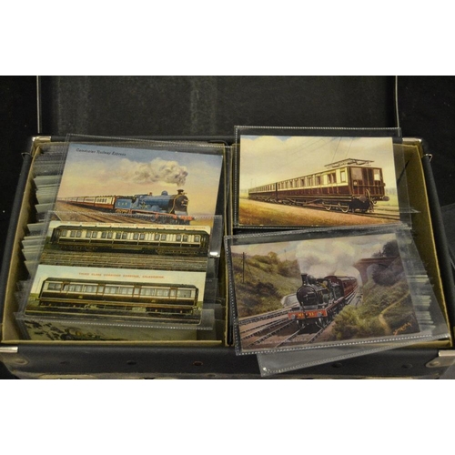 426 - Postcards - Railway - a briefcase with various railway company official postcards including Great We... 