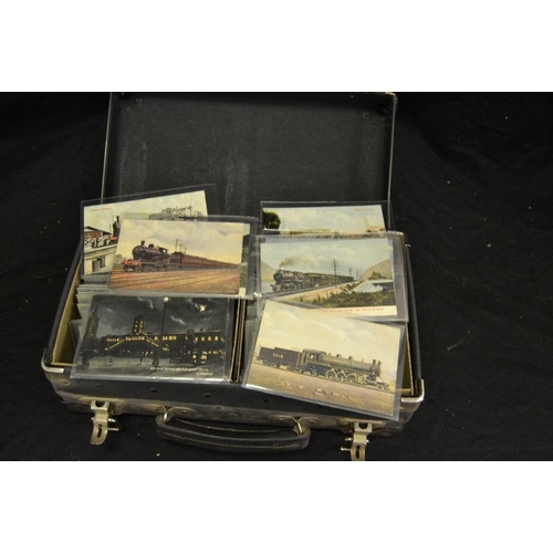 426 - Postcards - Railway - a briefcase with various railway company official postcards including Great We... 