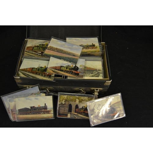 426 - Postcards - Railway - a briefcase with various railway company official postcards including Great We... 