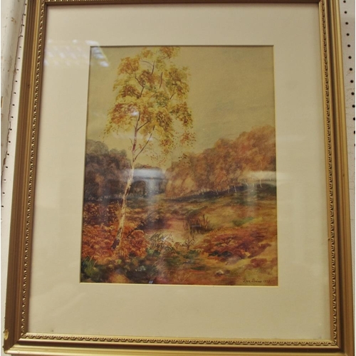 445 - Ben Baines, early 20th century, Autumn Orchard Landscape, watercolour, signed and dated 1922, 33.5cm... 