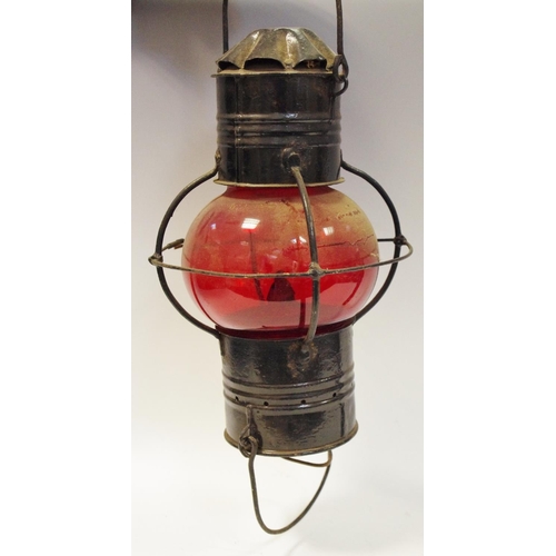 62 - A ships red globe onion lamp